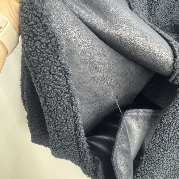 Good American 90's Contour Faux Shearling Jacket Oversized Midnight Blue 4xl 7/8 - Picture 12 of 12